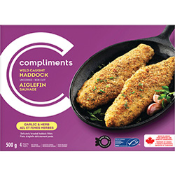 Purple box of Compliments Wild Caught Haddock Garlic & Herb