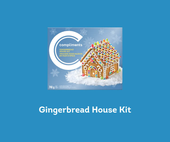 A blue box of Compilments Gingerbead House Kit