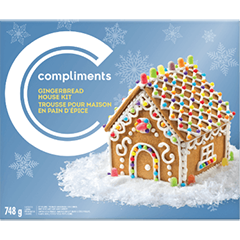 A blue box of Compilments Gingerbead House Kit