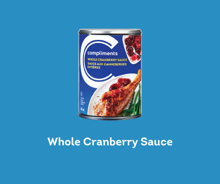 A can of Compliments whole cranberry sauce