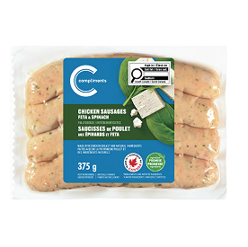 Paquet de saucisses au poulet, feta et épinards Compliments