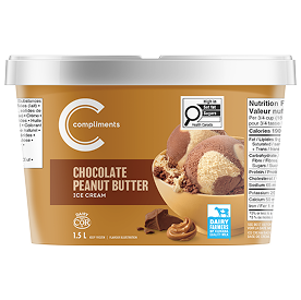 Chocolate Peanut Butter Ice Cream in brown tub